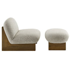 Modway Loyal Boucle Fabric Accent Chair and Ottoman Set - River Rock Walnut-Assembly Required