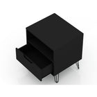 Manhattan Comfort Rockefeller 20.08" Mid-Century Modern 1-Drawer Nightstand - Black-Fashionable Wire Splayed Legs Made of Metal for Extra Durability
