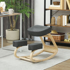 HOMCOM Ergonomic Wood Kneeling Chair with Thick Pads for Improved Posture - Dark Grey-help promote productivity