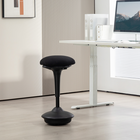 HOMCOM Standing Backless Wobble Stool Chair with Rocking Motion - Black-Elastic fabric and shaped foam cushions enhance seating comfort