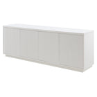 Hudson&Canal Hanson TV Stand for TV's up to 75" - White-The top has a weight capacity of 75lbs, lower shelves can hold 25lbs each