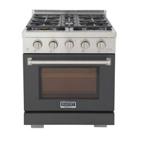 Kucht 30" KFX-X Series Pro Style Natural Gas Range - Stainless Steel/Cement Gray-New true simmer burners for precise low heat cooking