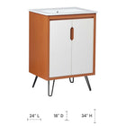 Modway Energize 24" Bathroom Vanity - Cherry/White-Ceramic Sink Basin with 8" Centerset Holes