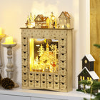 HOMCOM Wooden 24 Day Countdown Christmas Advent Calendar - Natural Wood-Shape: box. Type (pattern): the houses, trees, snowmen, and Santa riding on the sleigh in the snowy village night 