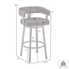 Armen Living Lorin 30" Bar Height Swivel Bar Stool in Black Faux Leather & Brushed Stainless Steel-8