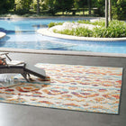 Modway Reflect Takara Abstract Diamond Moroccan Trellis Indoor/Outdoor Area Rug - 8 ft W x 10 ft L - Multicolored-Durable Indoor/Outdoor Rug