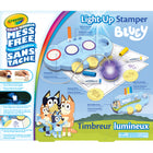 Crayola Magic Light Up Bluey Stamper-Color wonder stamp set: includes a bluey branded color wonder light-up stamper unit, 3 vibrant color wonder ink pads, 18 unique colouring activity pages, 10 bluey character stamps and 3 color wonder markers