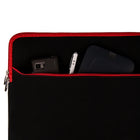 Vangoddy Neoprene 15" Laptop Protective Sleeve Case with Extra Pocket - Black/Red-Padded Interior. Offers cushioning to shield your device from bumps and scratches.