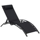 Outsunny Patio Reclining Lounge Chair with Adjustable Backrest - Black-Made from a blend of texteline on an aluminum frame for durability and strength