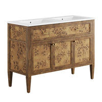 Modway Elysian 48" Wood Double Sink Bathroom Vanity - White/Brown-Modern Bathroom Vanity