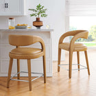 Modway Pinnacle Vegan Leather Counter Stool - Tan Silver - Set of 2-Dense Foam Padding