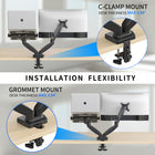 ShoppingAll Dual VESA Monitor and Laptop Mount with Fully Adjustable Gas Spring Arm and Office Desk Clamp - Black-7