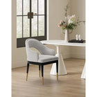 Manhattan Comfort Carrington 20.9" Modern Glam Velvet Upholstered Dining Armchair - Light Grey-Frame Made of Kiln Dried Birch Wood with Dowelled Joints and Reinforced Corners