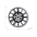 Monarch Specialties Clocks 20" Round Wall Clock - Black Silver -Easy to read roman numeric design with a clear glass surface and a durable grey plastic frame
