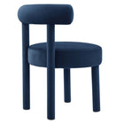 Modway Toulouse Performance Velvet Dining Chair - Midnight Blue-Weight Limit: 330 lbs.