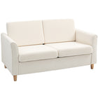 HOMCOM 56" Loveseat Sofa with Wooden Legs - Cream White-Solid wood frame with robust wooden legs for superior stability