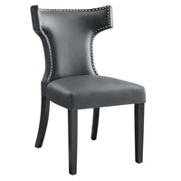 Modway Curve Vegan Leather Dining Chair - Grey-Dining Chair With Nailhead Trim