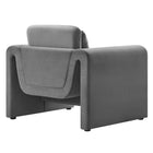 Modway Waverly Performance Velvet Armchair - Grey-Comes Fully Assembled