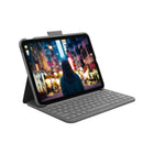 Logitech Slim Folio Keyboard Case for iPad A16/ 10.9" (10th Gen.) - English - Oxford Grey-Compatibility: iPad (10th gen & A16). Models: A2696, A2757, A2777, A3162, A3354, A3355, A3356