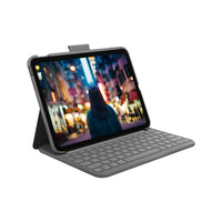 Logitech Slim Folio Keyboard Case for iPad A16/ 10.9" (10th Gen.) - English - Oxford Grey-Compatibility: iPad (10th gen & A16). Models: A2696, A2757, A2777, A3162, A3354, A3355, A3356