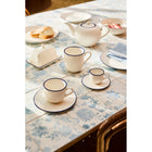 Casa Domani Café Coupe Mug - 370ml - Blue - 6 Pack-Hand painted edge with delicate embossed pattern