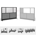 Luxor Modular Wall - 70" W x 48" H - Segmented Black Frame, Frosted Acrylic, Cool Grey PET-Frosted acrylic and PET acoustic panel design