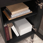 Sauder Tiffin Line L-Desk - Raven Oak-Cord management system includes two desktop grommets and cord pass-throughs