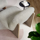 Modway Loyal Boucle Fabric Accent Chair and Ottoman Set - Pearl Oak-Ash Wood Frame and Legs