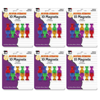Charles Leonard Push Pin Style Super Strong Strength Magnets - Assorted Colors - 6 Packs of 10-Work well on all magnetic surfaces