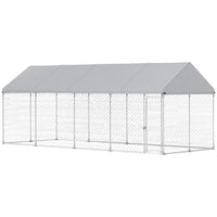 PawHut Outdoor Dog Kennel with Roof - 19.7' x 7.5' x 7.9' - Secure Latch-Quick-install telescopic tube design
