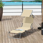 Outsunny Outdoor Lounge Chair - Adjustable Folding Chaise Lounge - Beige-Cotton padded pillow headrest and robust armrests add extra comfort and convenience