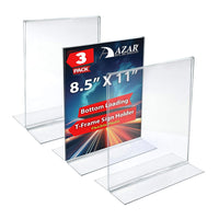Azar Desktop/Countertop Bottom Loading Plastic Document Holder - Clear - 3 Pack-Sold in Packs of 3