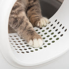 PawHut Open Top Kitty Pan Cat Litter Box with Anti-Sand Tunnel - White-Colour: White, Light Grey 