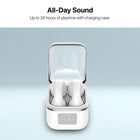 MyBat Open Ear Bluetooth Earbuds - White-24‑Hour Total Playtime - Long-lasting battery life with the portable charging case