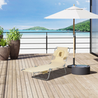 Outsunny Tanning Chair with Face Hole - 5-Level Folding Lounge Chair - Beige-Face hole and arm slots allow you to enjoy sunbathing face down while reading