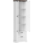 HOMCOM 71" H Farmhouse Kitchen Pantry Cabinet - White-Features a large cabinet and two deep drawers for ample storage 