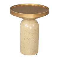 Zuo Cendre Side Table - Gold/Beige-Electroplated Iron round shape tabletop