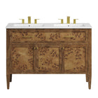 Modway Elysian 48" Wood Double Sink Bathroom Vanity - White/Brown-Assembly Required