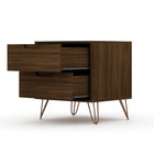 Manhattan Comfort Rockefeller 20.08" Mid-Century Modern 2-Drawer Nightstand 2-Piece Set - Brown-Fashionable Wire Splayed Legs Made of Metal for Extra Durability