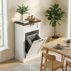 HOMCOM Pet Proof 10 Gallon Tilt Out Trash Sideboard Buffet Cabinet with Drawer - White Wood Effect-Colour: White Wood Effect, Brown Wood Effect