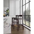 Manhattan Comfort Klismos 20" Mid-Century Modern Faux Leather Upholstered Bar Stool - Black and Dark Walnut - 2 Pack-20.5" L x 23" W x 40.75" H
