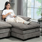 HOMCOM Chenille L-shaped Sofa Couch with Chaise Lounge - Grey-Composite board frame promise durability