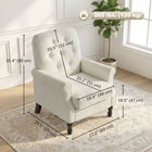 HOMCOM Mid-Century Modern Accent Chair with Thick Padded Seat for Bedroom - Cream/White-A robust multilayer board and wood legs provide reliable support up to 264 lbs 
