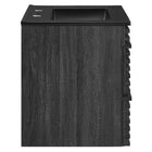 Modway Render 24" Wall-Mount Bathroom Vanity - Charcoal/Black-Full-Extension Drawers