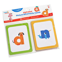 Hand2Mind Picture Mnemonic Card Set - Set of 26-Help children learn the alphabet with these ready-to-use cards! The front of each card features a lowercase letter with an embedded picture that connects to the sound the letter makes (e.g., apple for a)