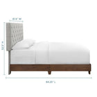 Modway Rhiannon Diamond Tufted Upholstered Fabric Queen Bed - Walnut Beige-Soft and Durable Polyester Fabric