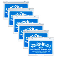 Ready 2 Learn Washable Stamp Pad - Blue - 6 Pack-Mess-Free Art Time: The ink in this stamp pad washes off skin with soap and water, which makes clean-up quick and easy.