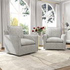 Ebello Kandyn 29.7" W Modern Soft Stripe Upholstered Swivel Barrel Chair with Removable Cushion - Blue-10