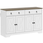 HOMCOM 47.6" L Sideboard Buffet Cabinet with Storage - White-Large storage space with two cabinets and two drawers for holding daily supplies