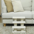 PawHut 18" 3-Tier Pet Stairs with Carpeted Scratching Post - Beige-Suitable for older, arthritic, or recovered pets 